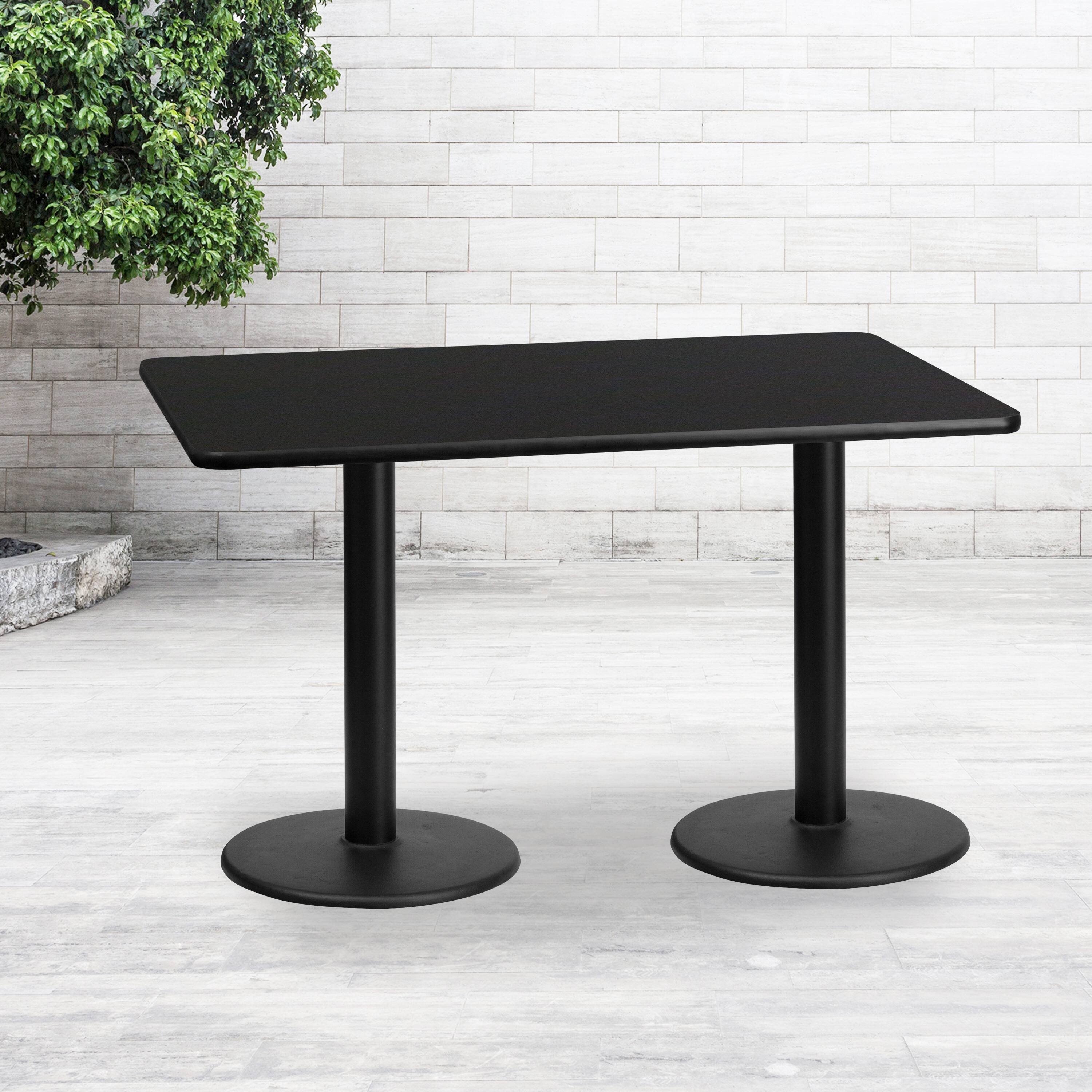 Alt View 1. Emma + Oliver - 30"x60" Rectangular Laminate Table with 18" Round Table Bases - Black.