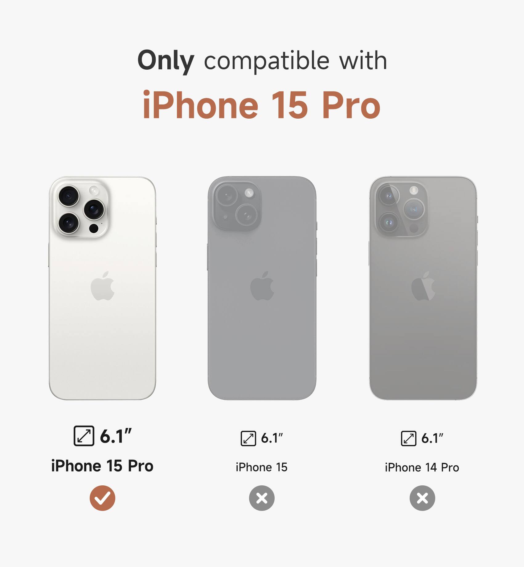 Only compatible with iPhone 15 Pro 6.1" iPhone 15 Pro iPhone 15 iPhone 14 Pro