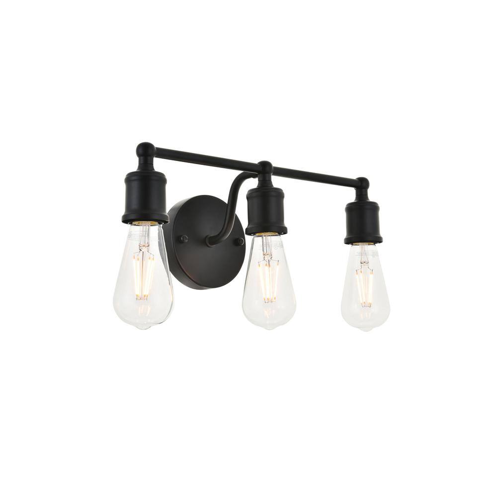 Alt View 5. Living District - Serif 3 light black Wall Sconce - Black.