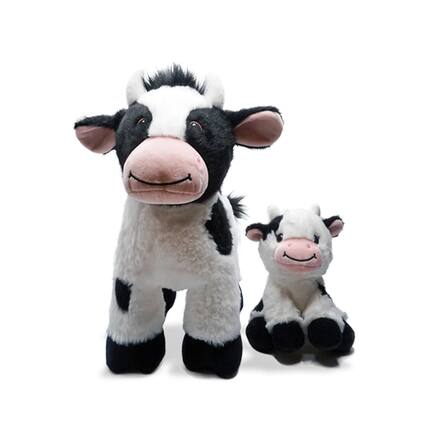 Front. TriAction Toys - Snooze Monsters Interactive Bedtime Plush Set | Cow With Baby - White.