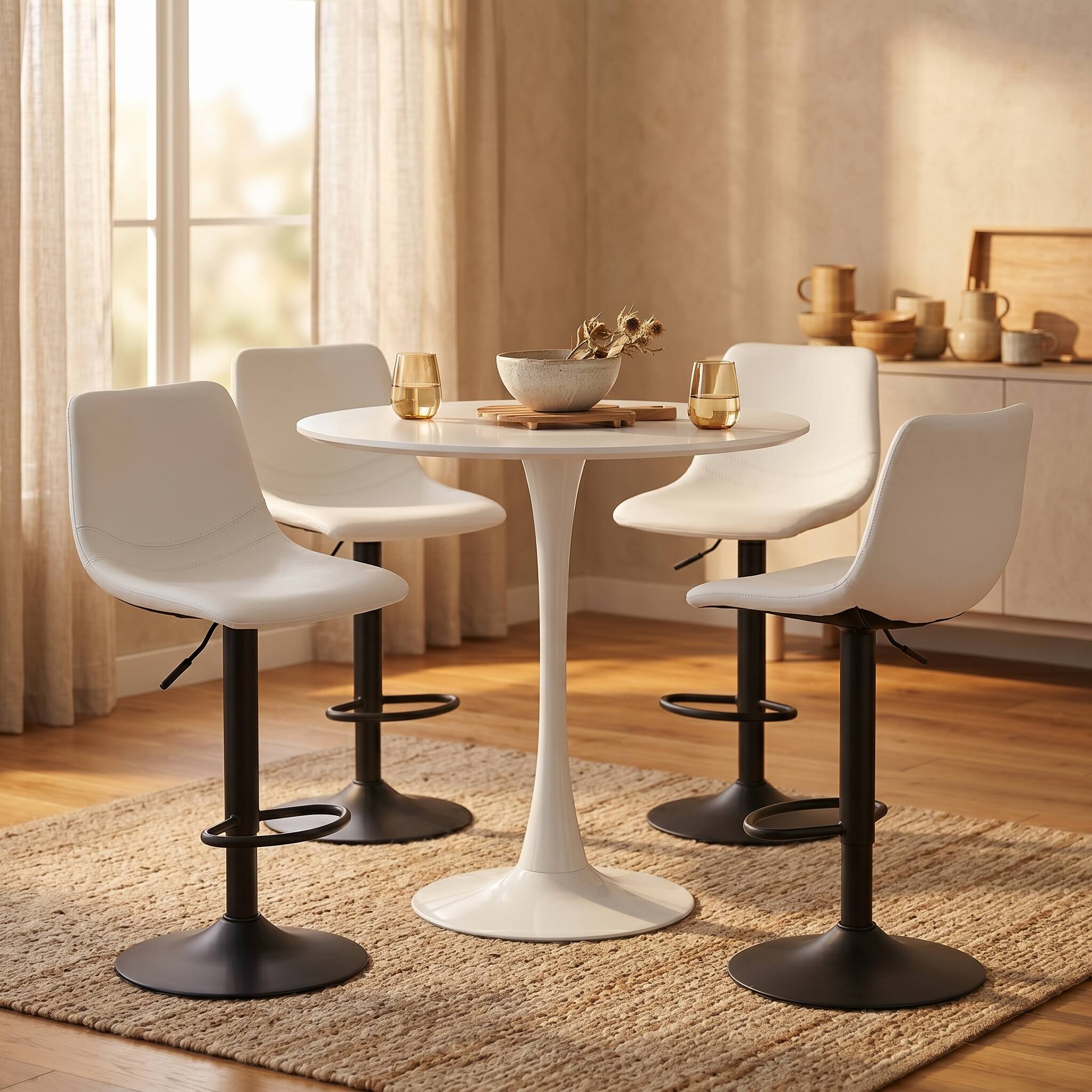 Alt View 2. LeisureMod - Bristol 31" Round Dining Table with Sintered Stone Top and White Metal Base, Modern Kitchen Bistro Accent Table - White.