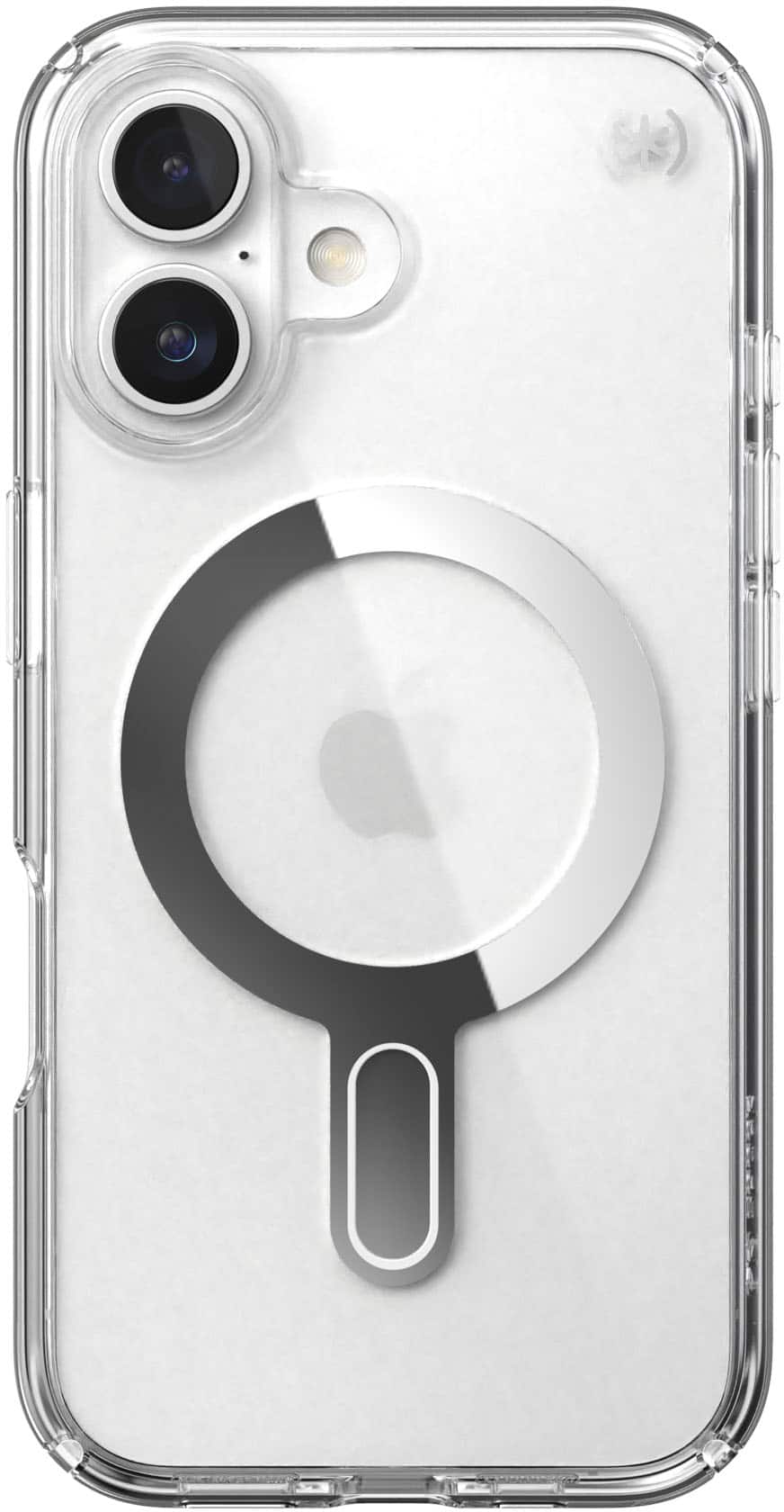 Front. Speck - Presidio Perfect Clear ClickLock Case with MagSafe for Apple iPhone 16 - Clear/Chrome.
