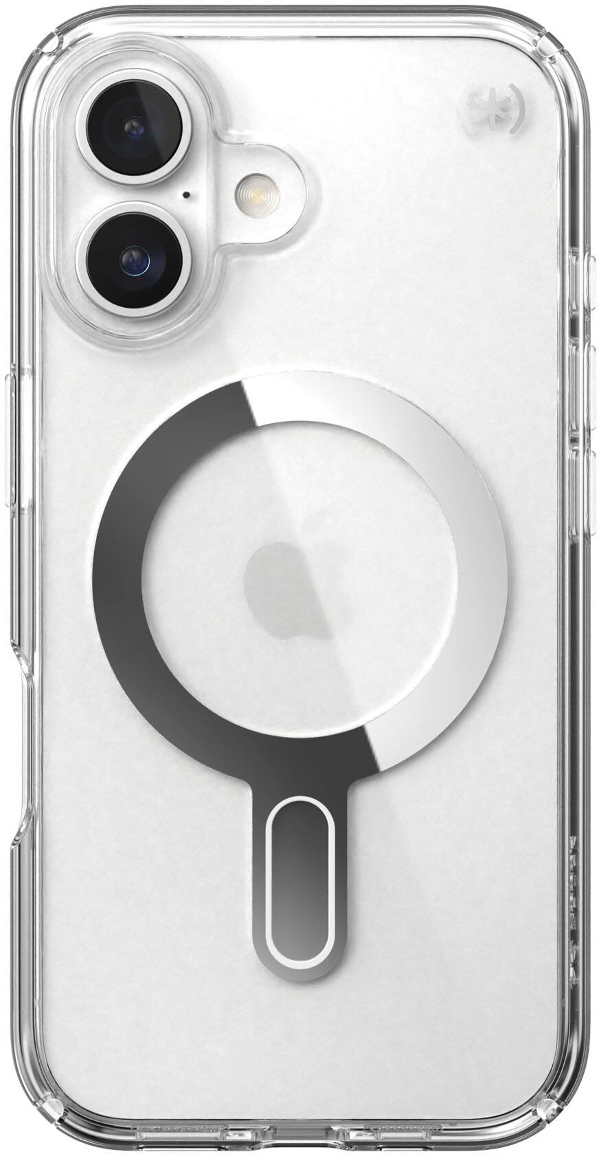 Speck - Presidio Perfect Clear ClickLock Case with MagSafe for Apple iPhone 16 - Clear/Chrome