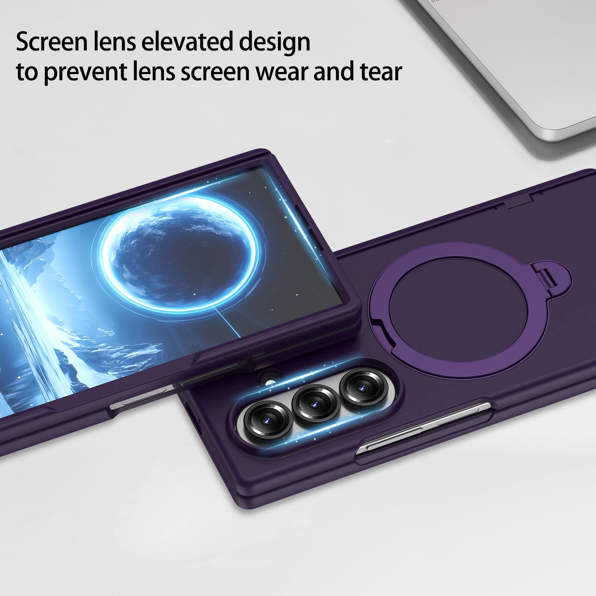 Screen lens elevated design to prevent lens screen wear and tear