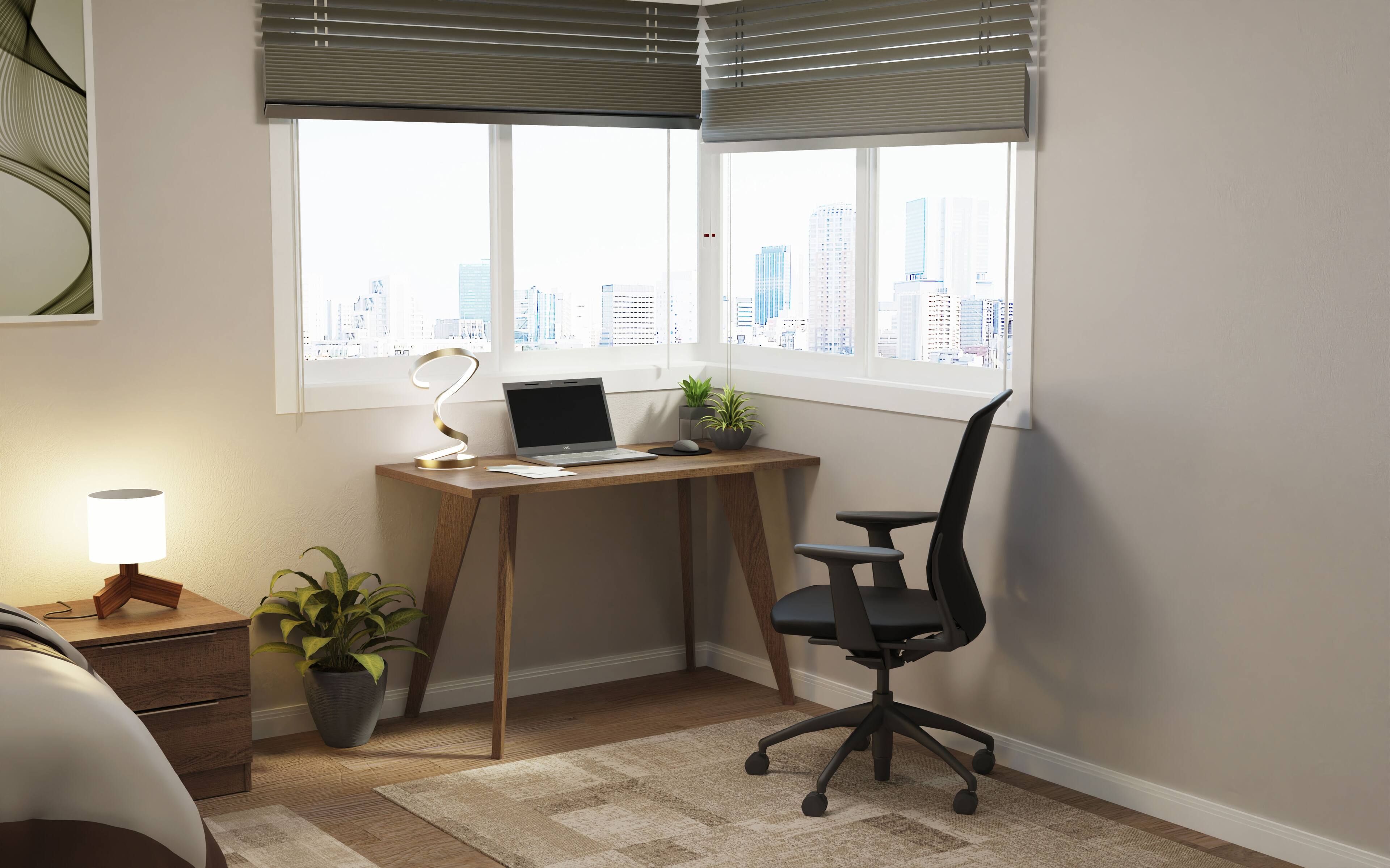Alt View 1. Madesa - Madesa Office Computer Desk 47 Inch Wooden Unit 47 Inch - Brown - Brown.