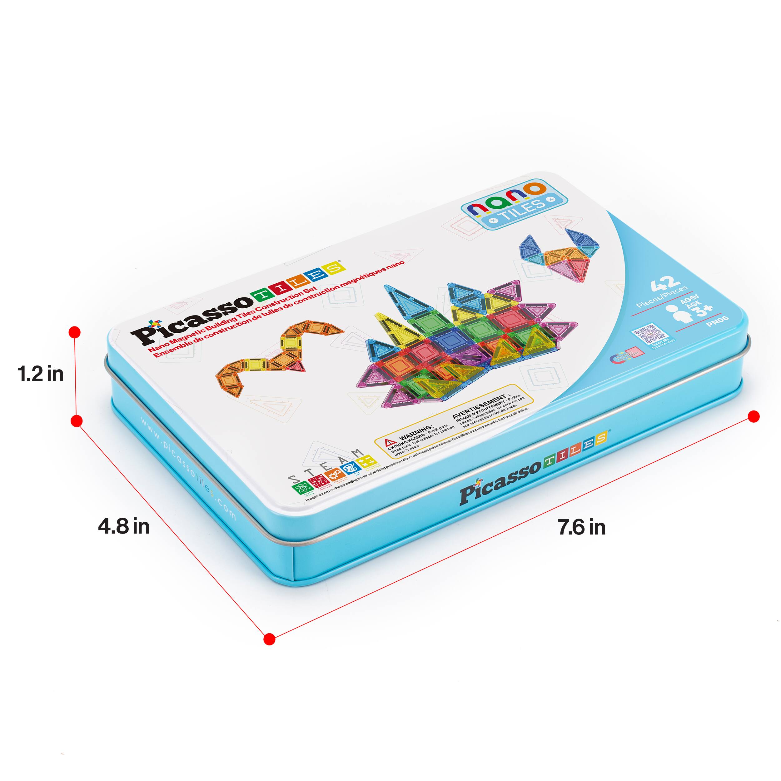 nano TILES  
1.2 in  
1 into  
I nothinto  
TAA AN I POti  
CGAVdA  
ConsM d Taes Te tuibes  
Picasso  
HanG Enemiie  
THNe T omte  
Bulldina  
Ctim I I -be  
: - - : : - ..  
WARMING : A o L E -  
11 - I DICOSCIA  
Picasso  
CP 4.8 in 7.6 in  
42 DiscesPece  
AA LO%  
3+  
PHOS SUP