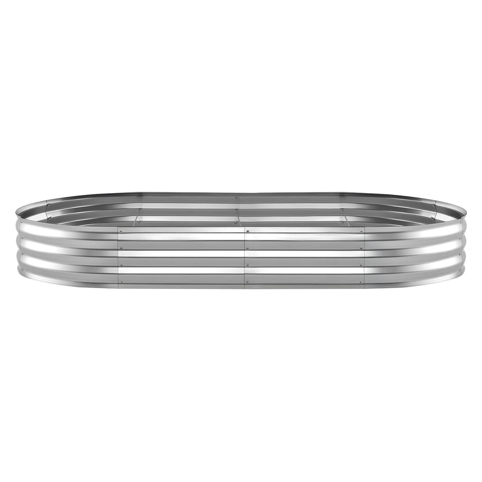 Alt View 5. VEVOR - Galvanized Raised Garden Bed, 8 x 4 x 1 ft, Oval Metal Planter Box Kit Outdoor, Bottomless Elevated Garden Box - Silver.
