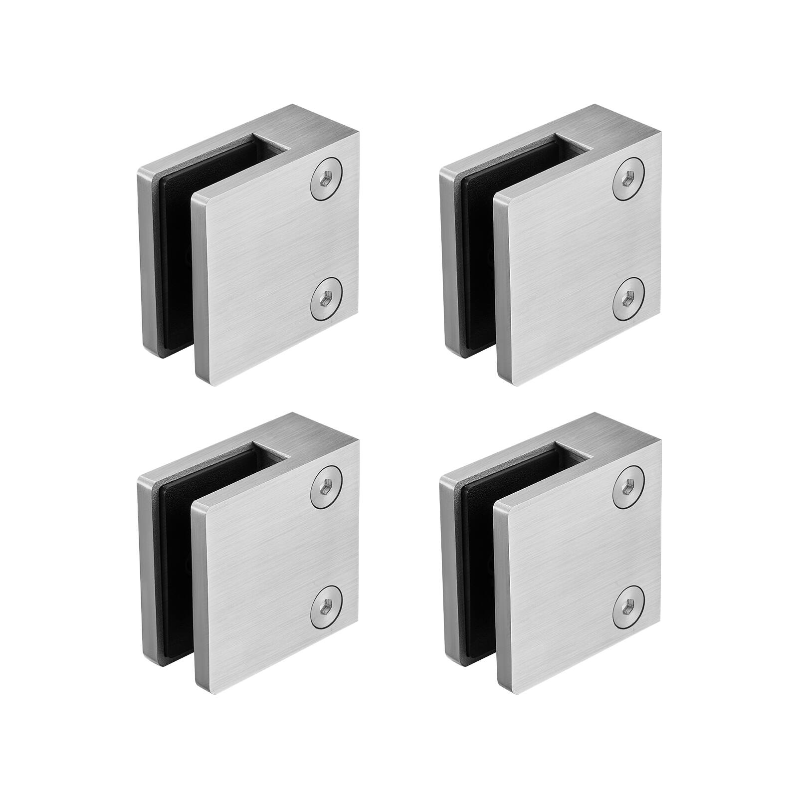 Alt View 5. VEVOR - Glass Clamp, 4 PCS Square Glass Railing Bracket for 0.31 "-0.47 " Tempered Glass, 304 Stainless Steel Glass - Silver.