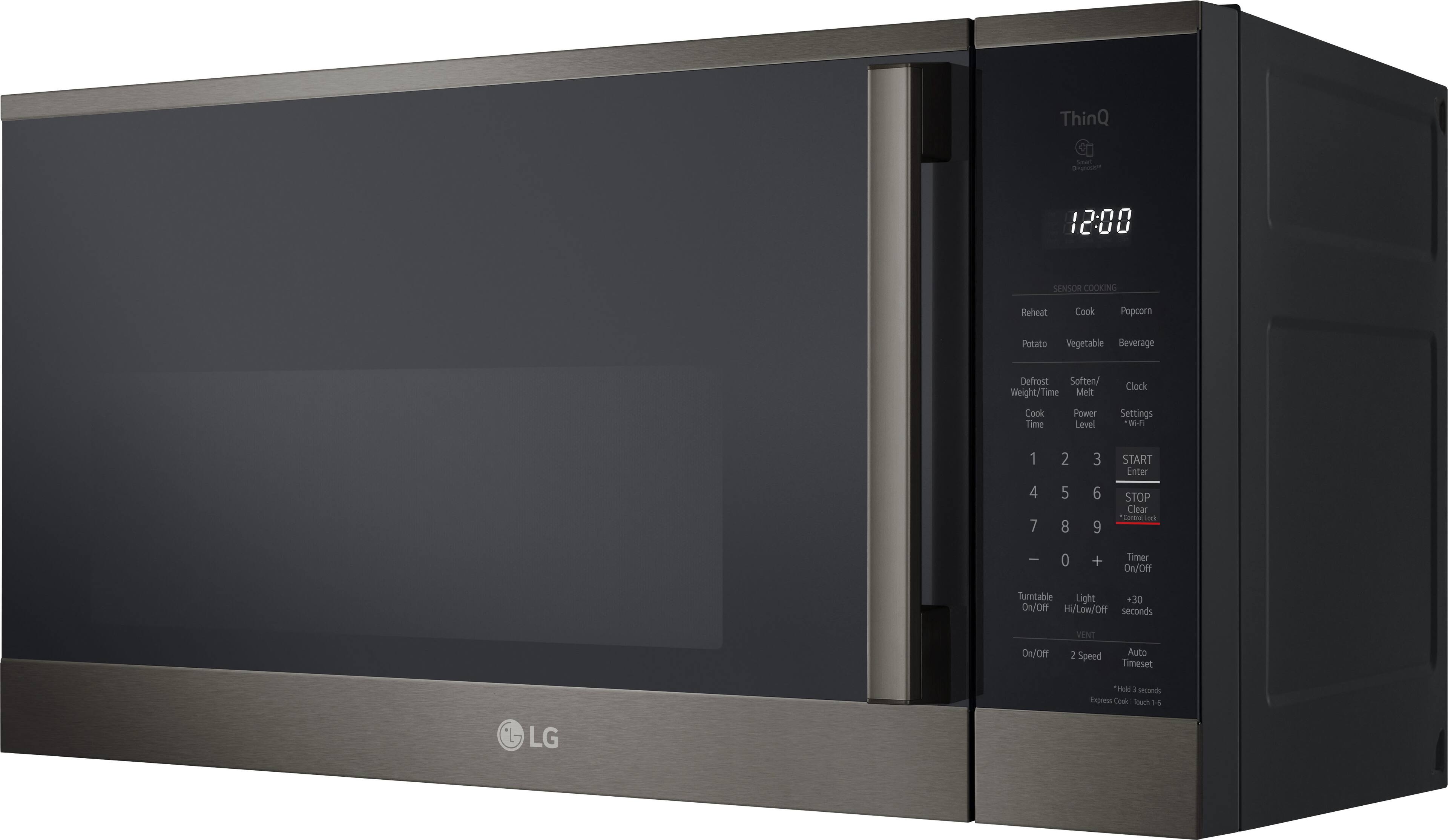 ThinQ  
Sensor Cooking  
Reheat  
Cook  
Popcorn  
Potato  
Vegetable  
Beverage  
Defrost  
Soften/Melt  
Weight/Time  
Cook  
Power  
Time  
Level  
Clock Settings  
W-1 4 7 2 5 8 3 6 9  
START  
Enter  
STOP  
Clear  
Control Lock  
Timer On/Off  
Turntable On/Off  
Light Hi/Low/Off  
+30 seconds  
VENT On/Off  
2 Speed  
Timeset  
Auto  
*Hold 1 second  
Express Cook  
Touch 1-6  
LG