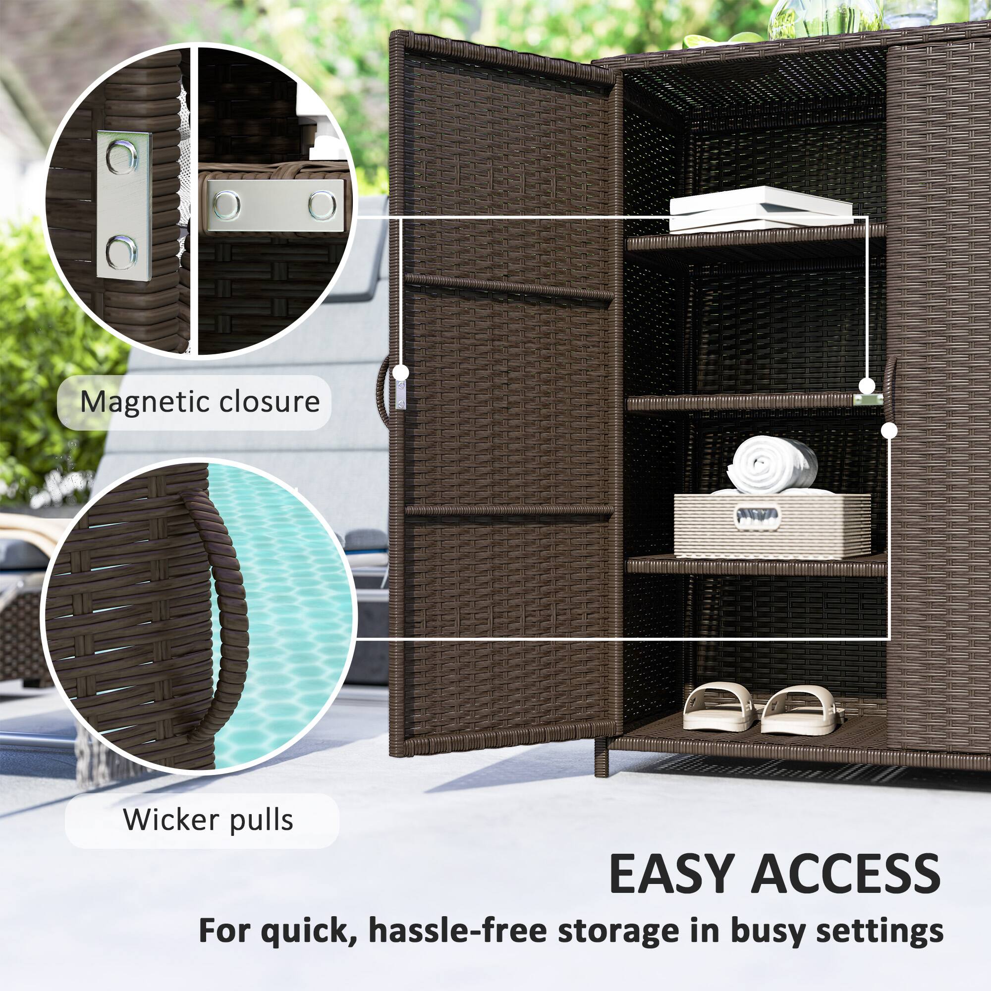 Magnetic closure  
Wicker pulls  

EASY ACCESS  
For quick, hassle-free storage in busy settings