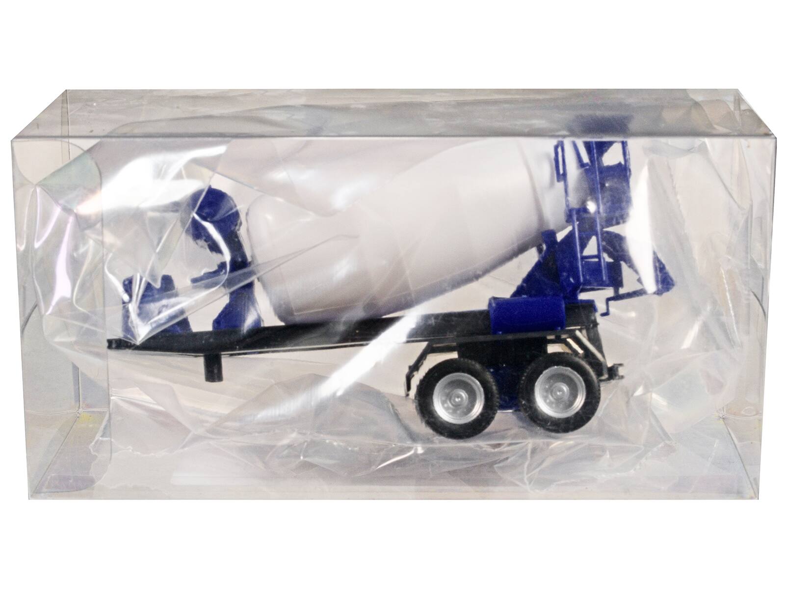 Left. Promotex - 2-Axle Cement Mixer Trailer White and Blue 1/87 (HO) Plastic Model by Promotex - White and Blue.