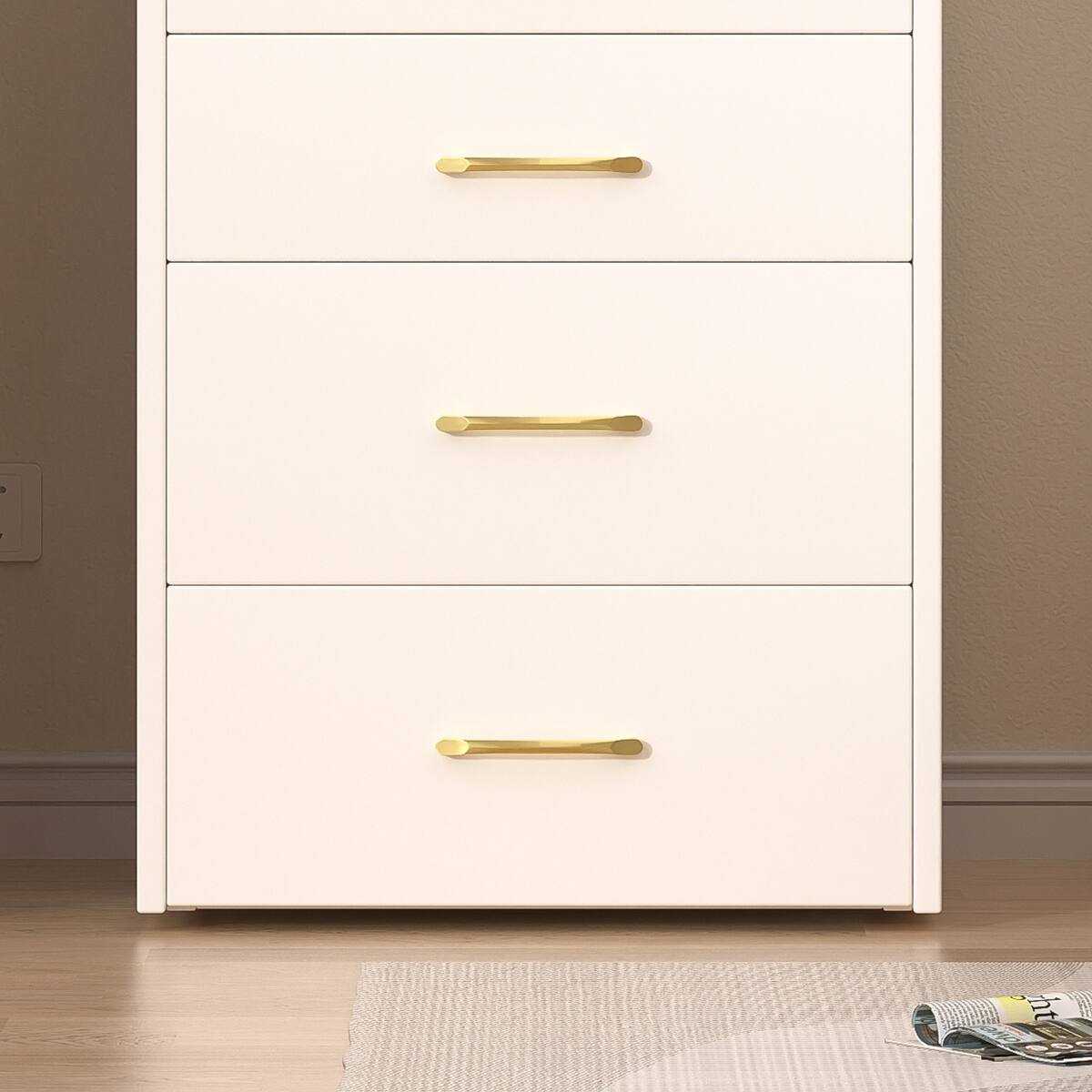 Alt View 3. Loheer - Loheer White Makeup Vanity Desk with Flip Top Mirror and Glass Desktop - White.