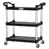 Front. Winado - 3-Tier Commercial Utility Cart Heavy Duty Rolling Service Cart with Swivel Wheels, 390lb Capacity for Restaurant Garage - Black.