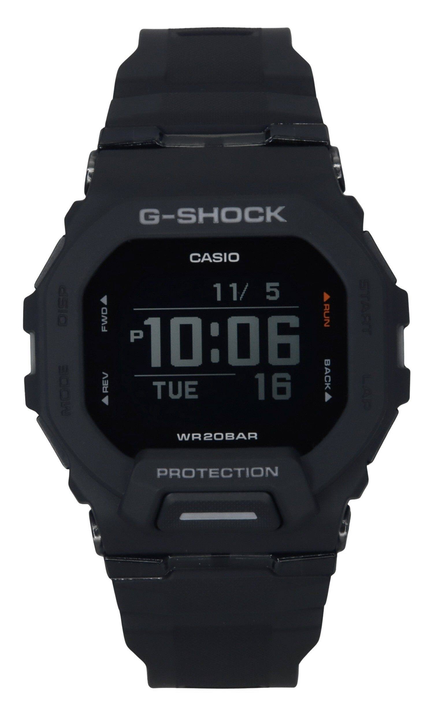 G-SHOCK DISP MODE CASIO 11/5 FWD RUN P 10:06 REV 16 BACK TUE WR20BAR START LAP PROTECTION