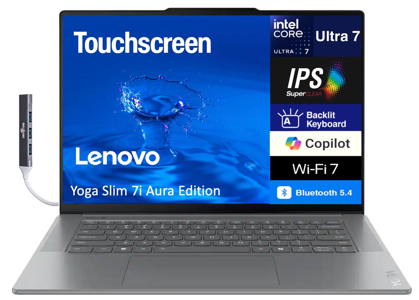 Touchscreen Intel Core Ultra 7 Ultra 7 IPS SuperClear R DOCK Lenovo Yoga Slim 7i Aura Edition Backlit A Keyboard Copilot Wi-Fi 7 Bluetooth 5.4