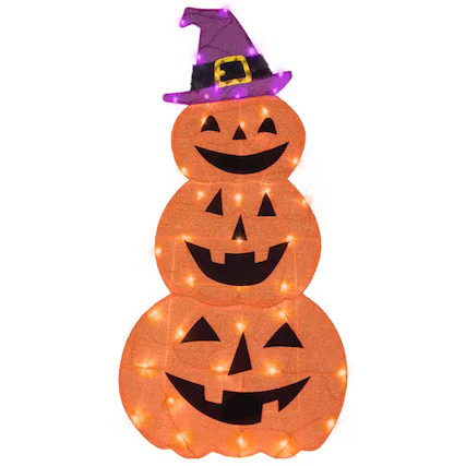 Front. Gemmy - Gemmy Flat-Tastics Orange 50 ct 48 in. LED Jack-O-Lantern Yard Decor - Multicolored.