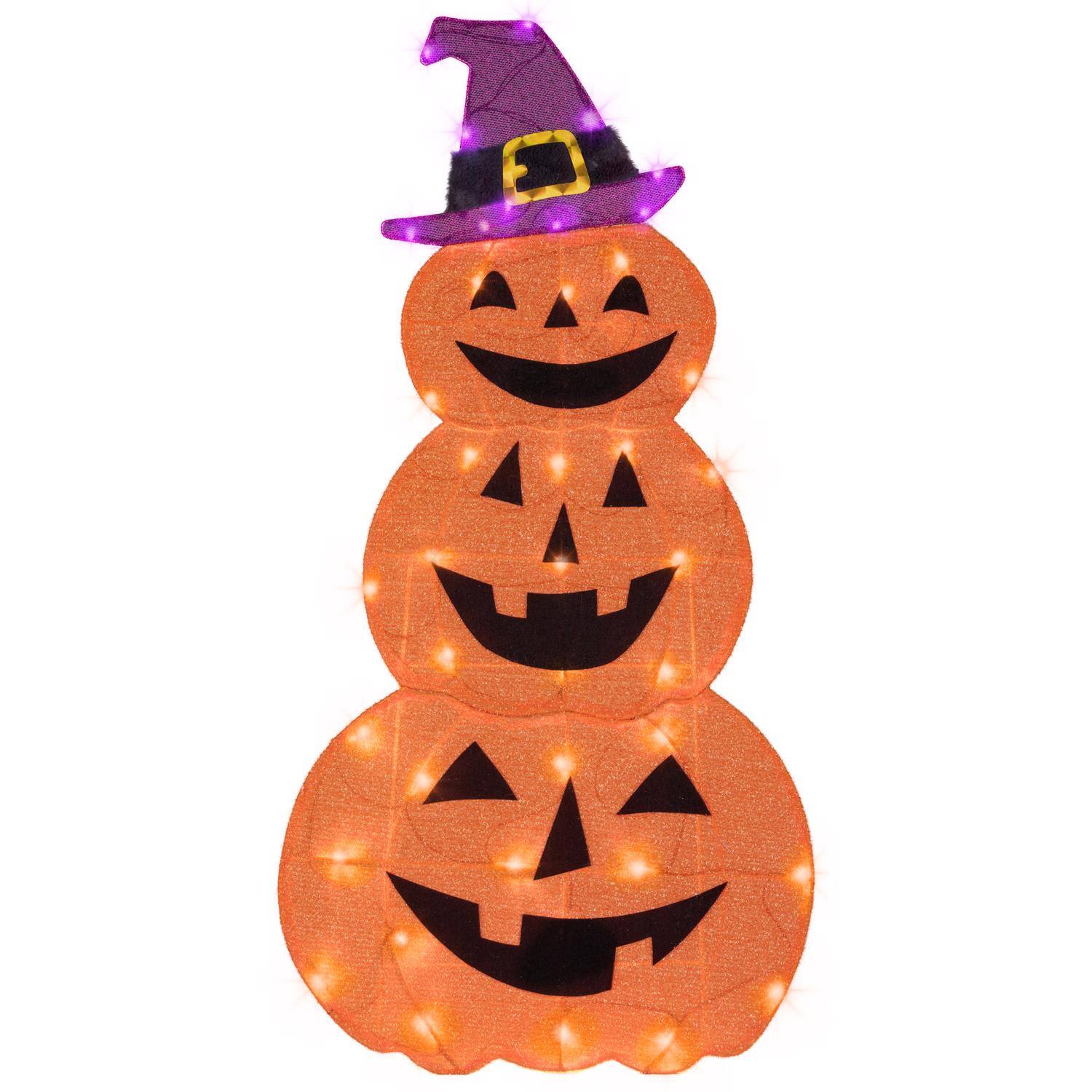 Front. Gemmy - Gemmy Flat-Tastics Orange 50 ct 48 in. LED Jack-O-Lantern Yard Decor - Multicolored.