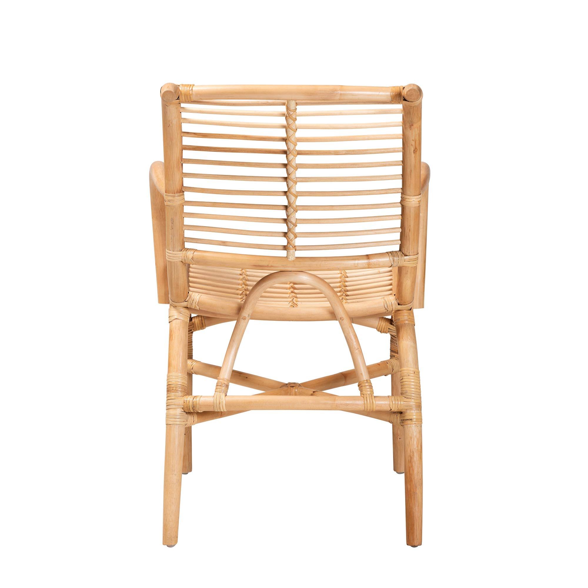 Back. bali & pari - Seminyak Modern Bohemian Natural Rattan Lounge Chair - Natural Brown.