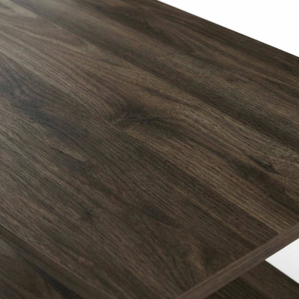 Alt View 4. FurniFact - Wooden TV stand with elevated design and no tools required - Brown Black.
