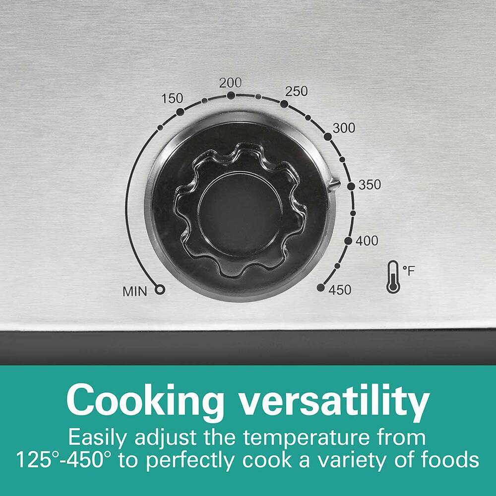 150 200 250 300 350 400 MIN 450 F Cooking versatility Easily adjust the temperature from 125-450 to perfectly cook a variety of foods