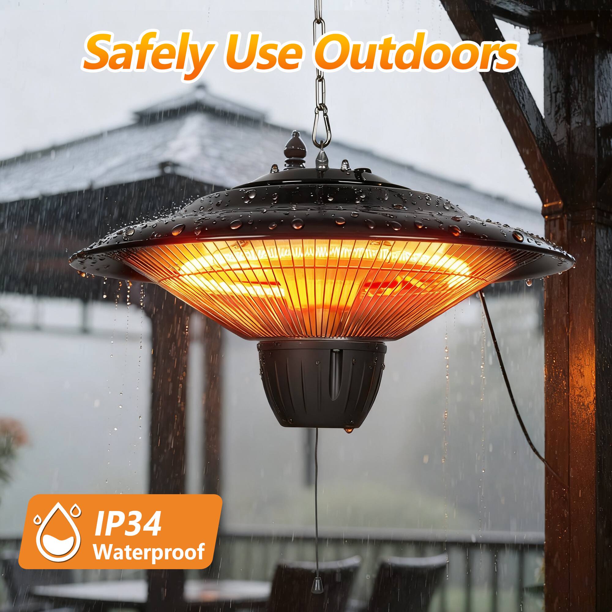 Safely Use Outdoors
IP34 Waterproof