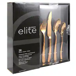 Gibson - Elite Stonehenge 20 Piece Flatware Set - Rose Gold
