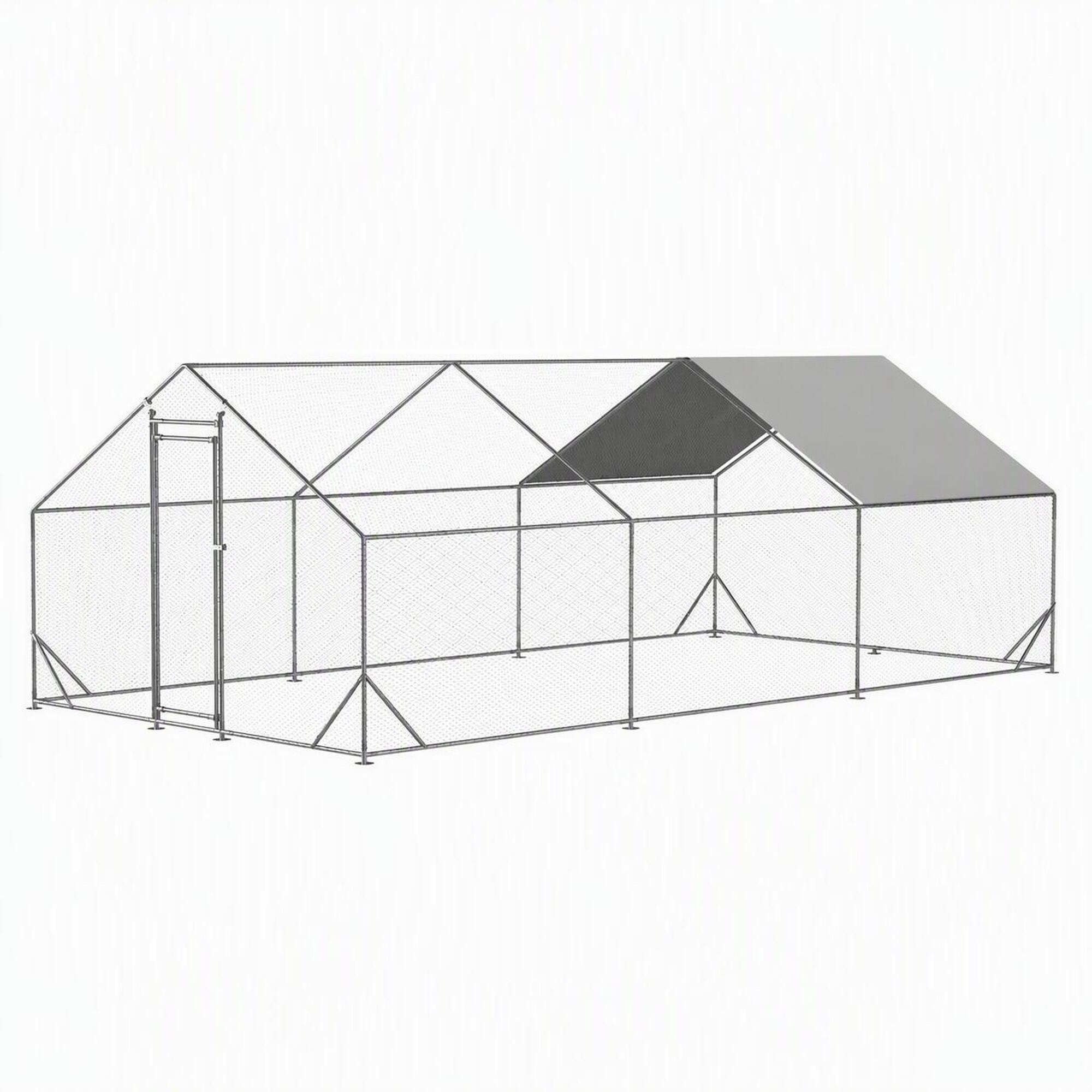 Front. RYHNUYNE - Large Metal Chicken Coop, Walk-in Chicken Run, Galvanized Wire Poultry Cage with Waterproof & Anti-UV Cover.