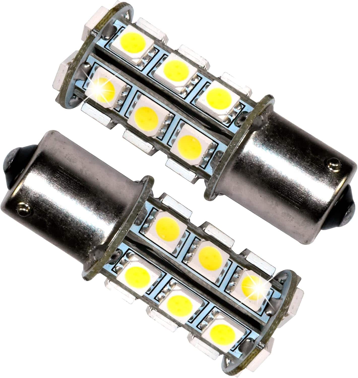 HQRP - 2-Pack BA15s LED Bulbs Cool White 6300-7000K for John Deere AD2062R LA115 D130 X300 Gator