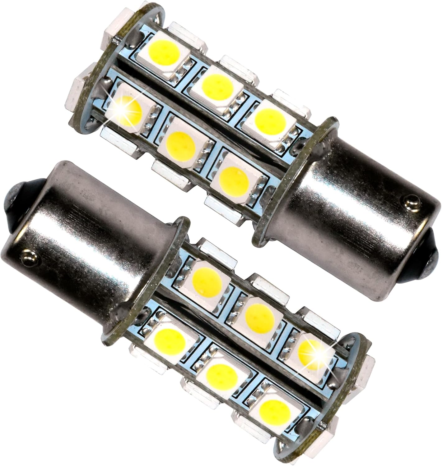 Front. HQRP - HQRP 2-Pack BA15s LED Bulbs Cool White 6300-7000K for John Deere AD2062R LA115 D130 X300 Gator.