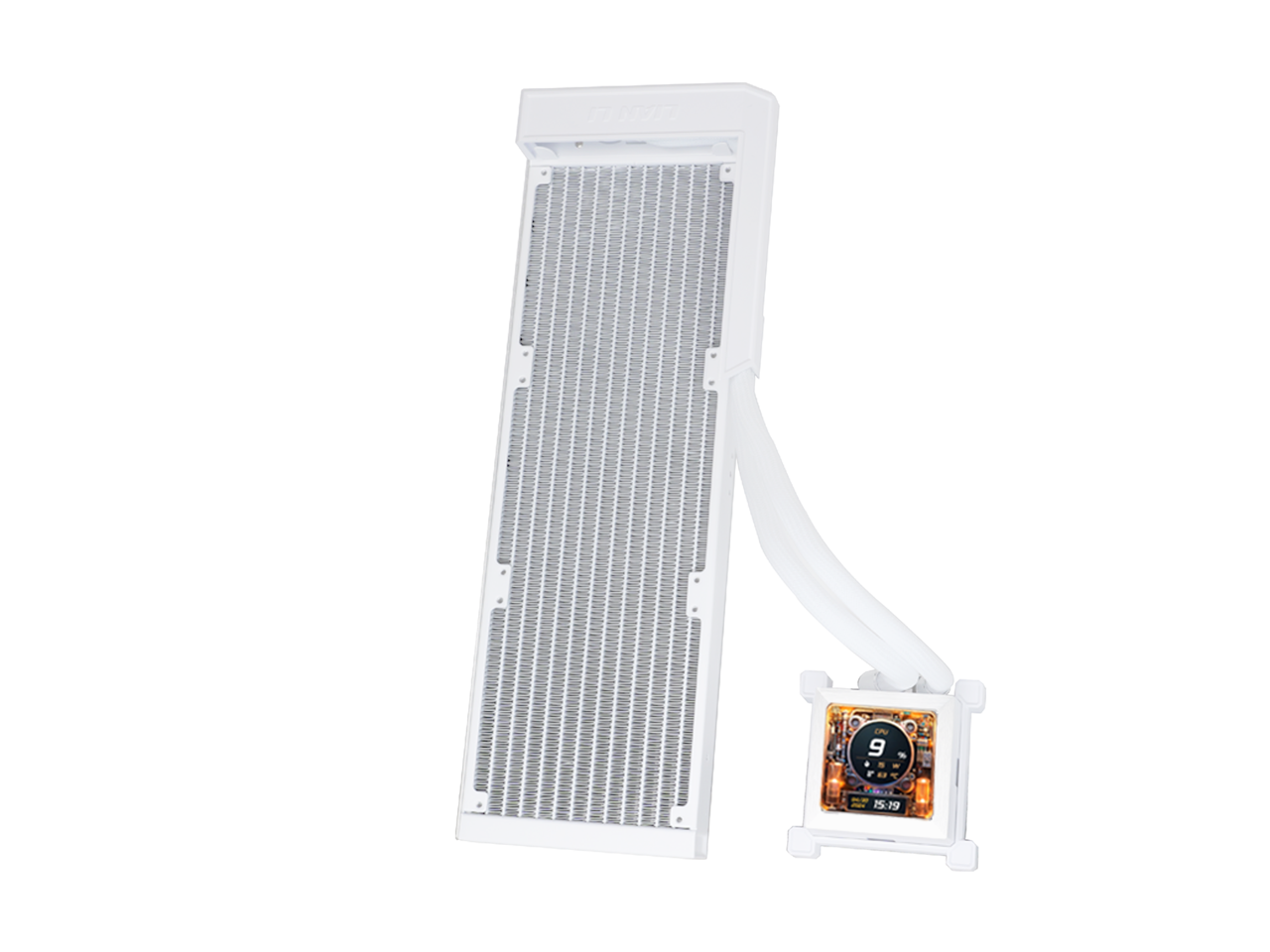 Alt View 2. Lian Li - Lian Li Hydroshift 360 AIO - Side-Mount Cool Path - 2.88 LCD - 480x480 Res - No Fan, White (HSLCD36NW) - White.