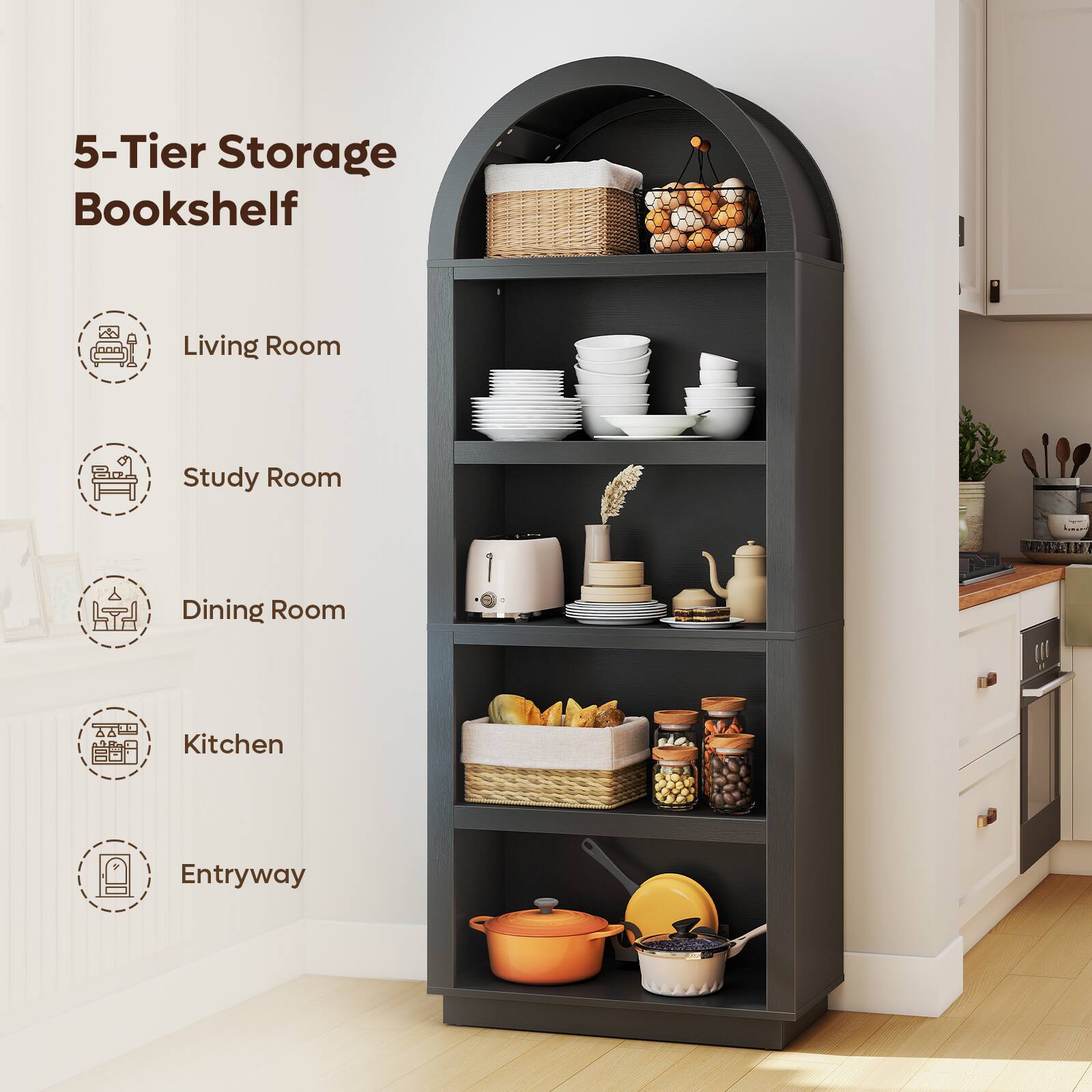 5-Tier Storage Bookshelf

Living Room  
Study Room  
Dining Room  
Kitchen  
Entryway