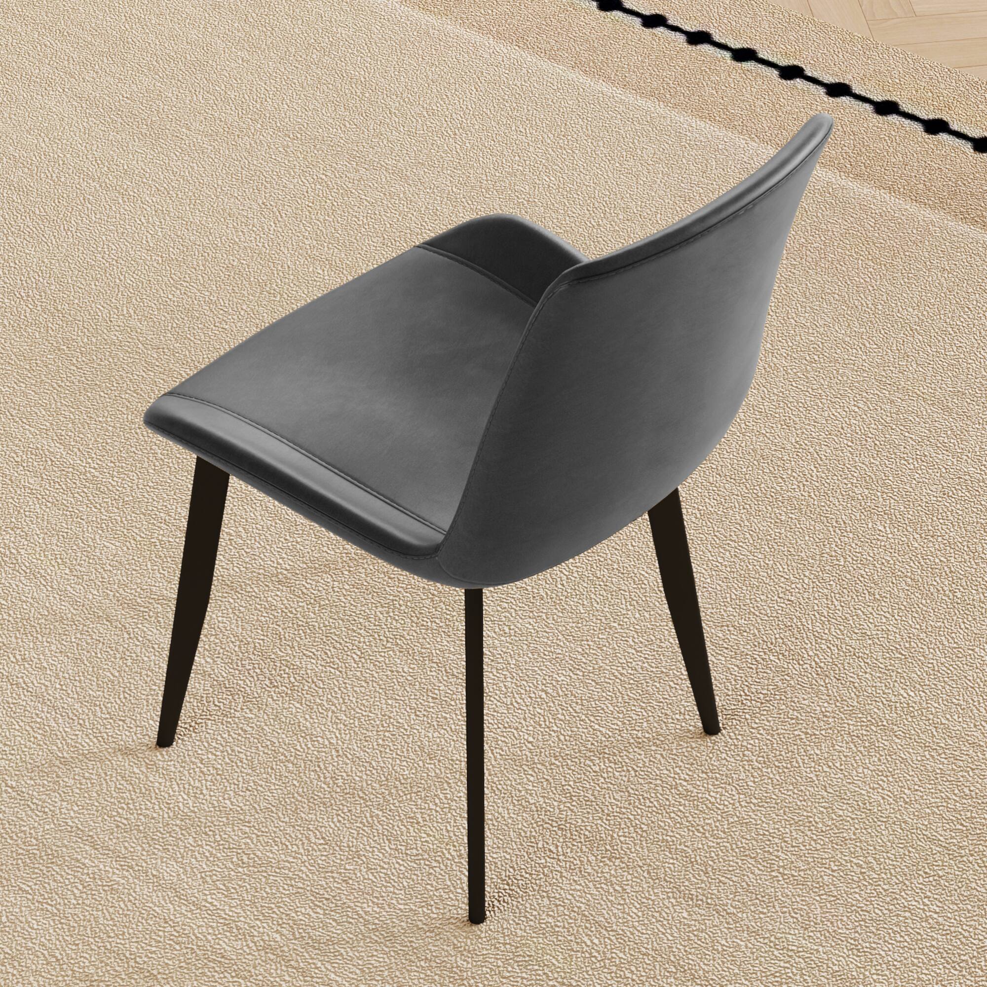 Alt View 5. GOODSILO - Modern Dining Chair with PU Leather Upholstery and Metal Frame for Kitchen and Dining Room, Set of 4 - Grey.