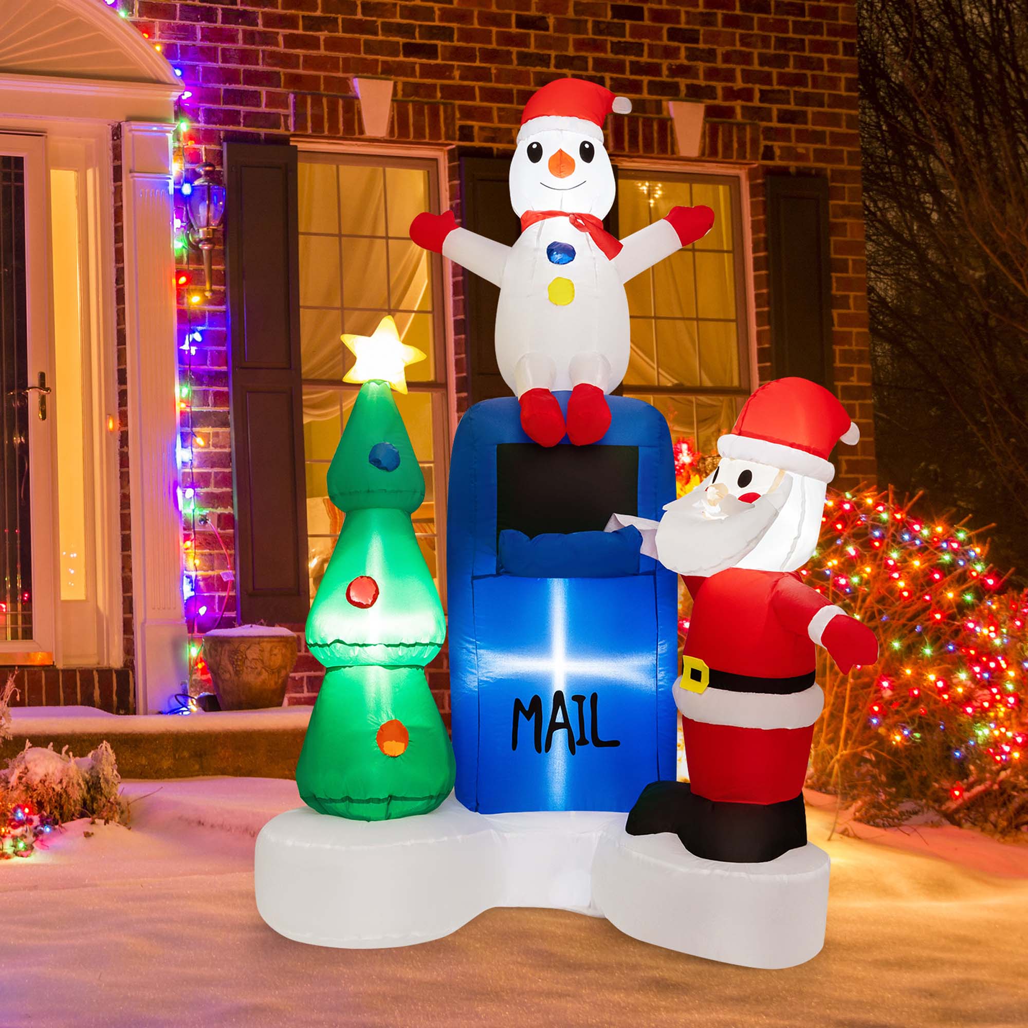 Alt View 11. Costway - 6FT Inflatable Christmas Lighted Mailbox Santa Claus Snowman Christmas Tree Decor - Multicolor.