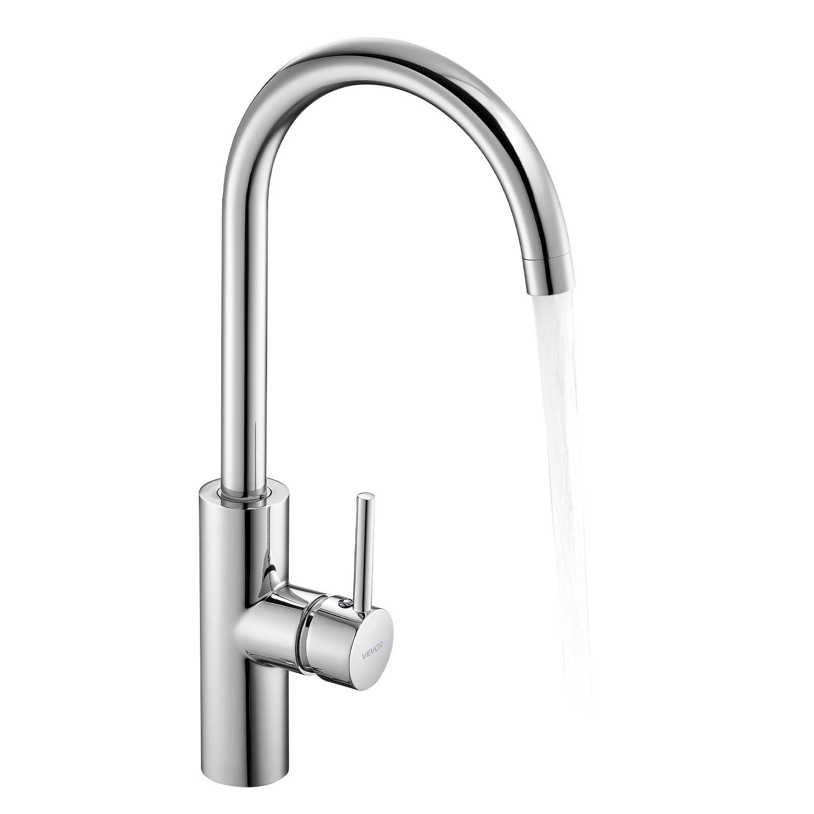 Front. VEVOR - Touchless Kitchen Bar Sink Faucet, Single Handle Automatic Motion Sensor Bathroom Faucet, Hands-Free Adjustable Cold - Silver.