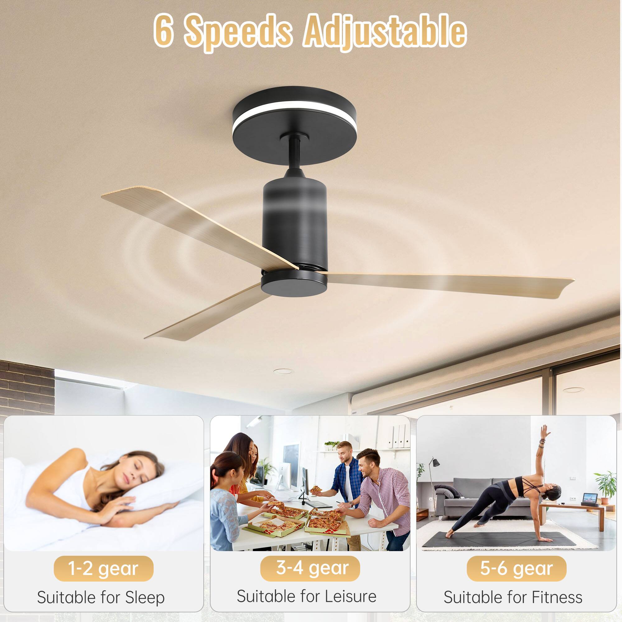 6 Speeds Adjustable

1-2 gear  
Suitable for Sleep

3-4 gear  
Suitable for Leisure

5-6 gear  
Suitable for Fitness