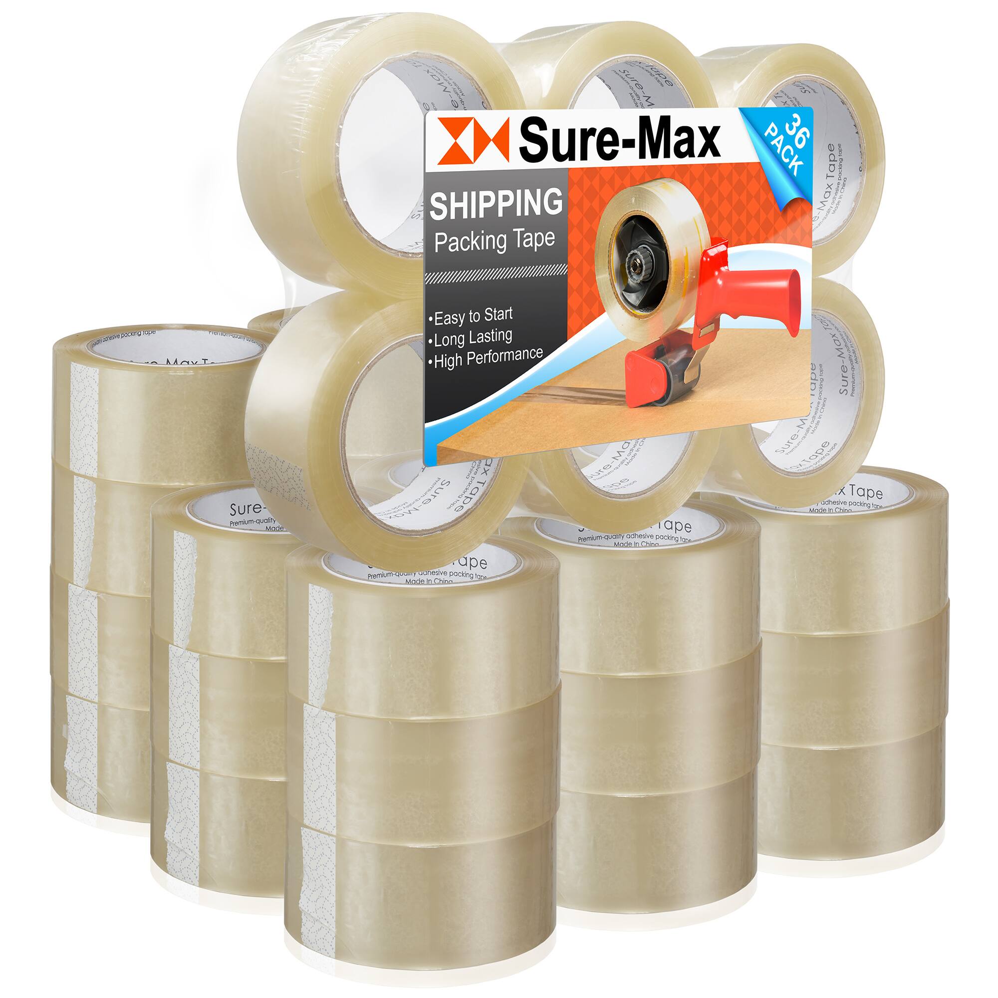 Sure-Max PACK 36  
SHIPPING  
Packing Tape  

- Easy to Start  
- Long Lasting  
- High Performance  

Sure-Max  
Premium Quality Shipping Packing Tape  
Made in China