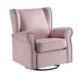 Manhattan Lane - 35 Inch Accent Swivel Chair, Glider, Nailhead Trim - Pink