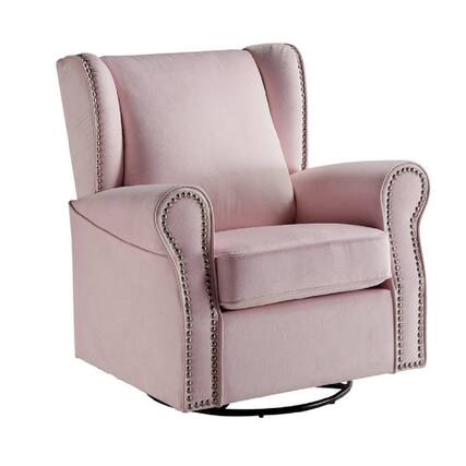 Front. Manhattan Lane - 35 Inch Accent Swivel Chair, Glider, Nailhead Trim - Pink.