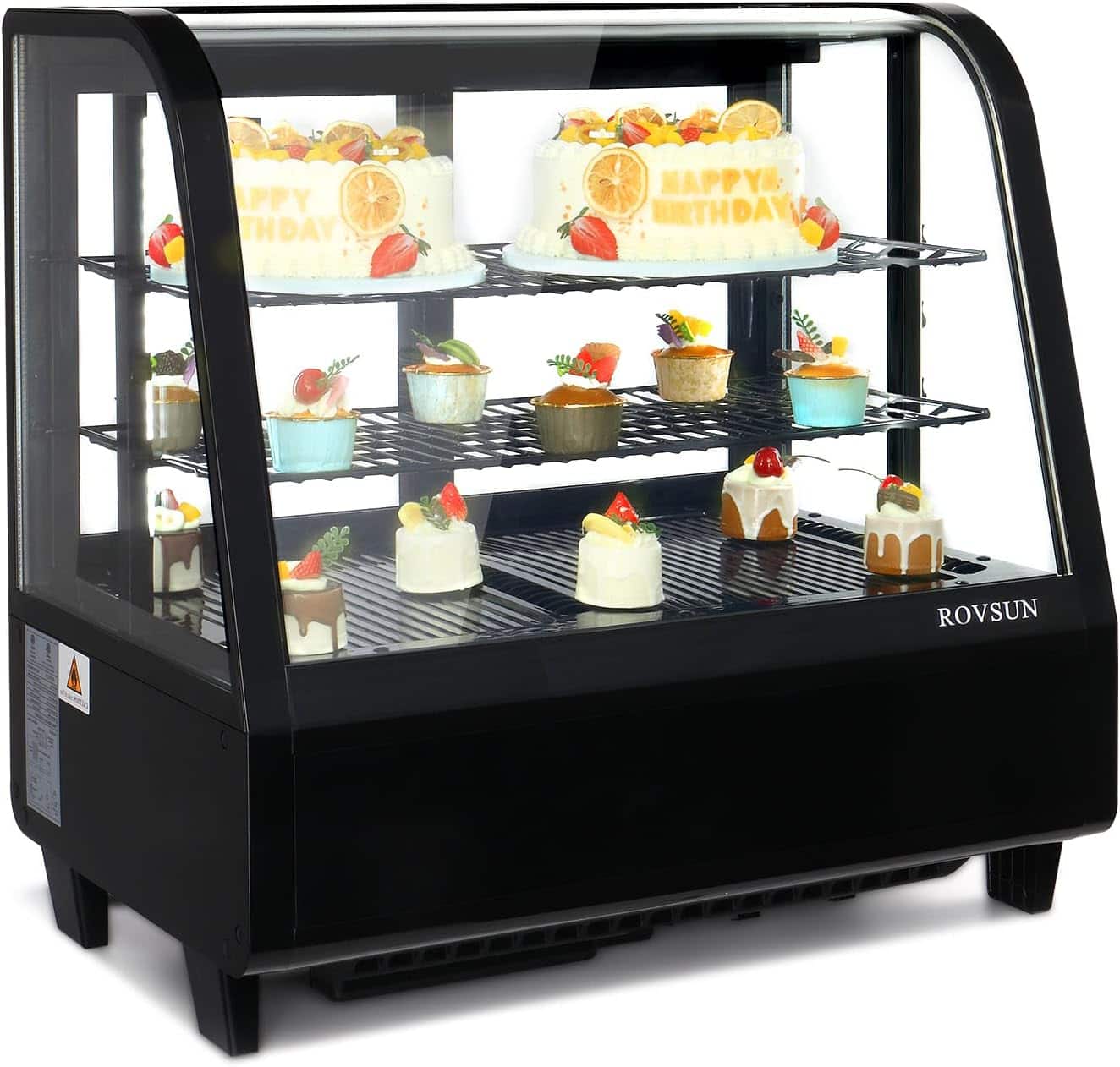 Winado - 3.5 Cu.Ft Commercial Refrigerator, Refrigerated Display Case Countertop Display Refrigerator w/LED Air-cooling Automatic - Black
