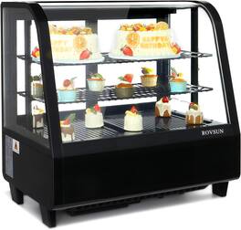 Winado - 3.5 Cu.Ft Commercial Refrigerator, Refrigerated Display Case Countertop Display Refrigerator w/LED Air-cooling Automatic - Black