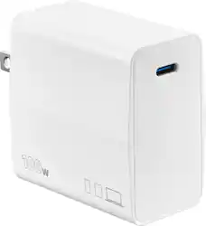 Insignia™ - 100W USB-C GaN Wall Charger for MacBook Pro, MacBook Air, iPads, Galaxy tablets, and other USB-C laptops and Devices - White - Front_Zoom