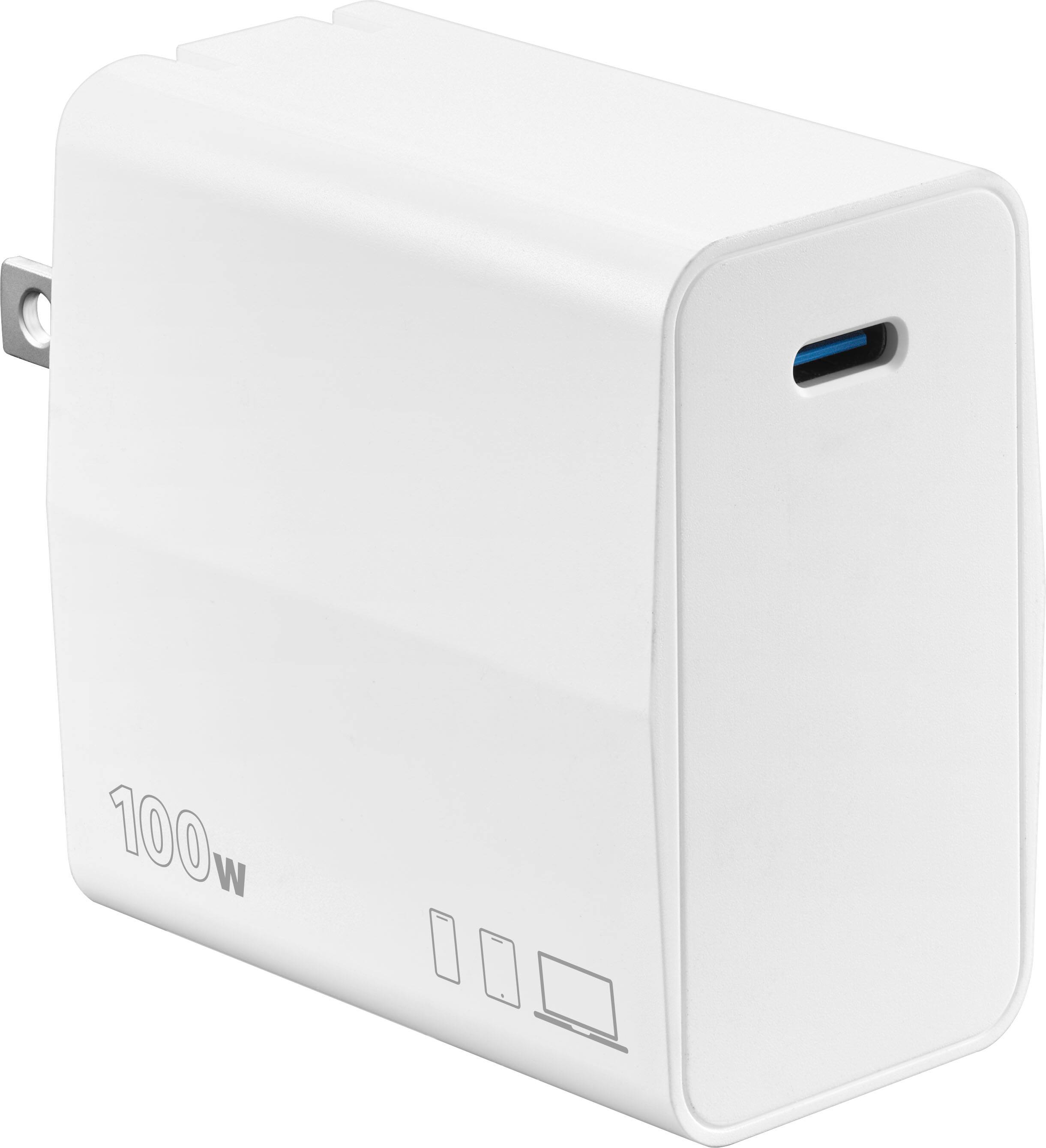 Insignia™ - 100W USB-C GaN Wall Charger for MacBook Pro, MacBook Air, iPads, Galaxy tablets, and other USB-C laptops and Devices - White