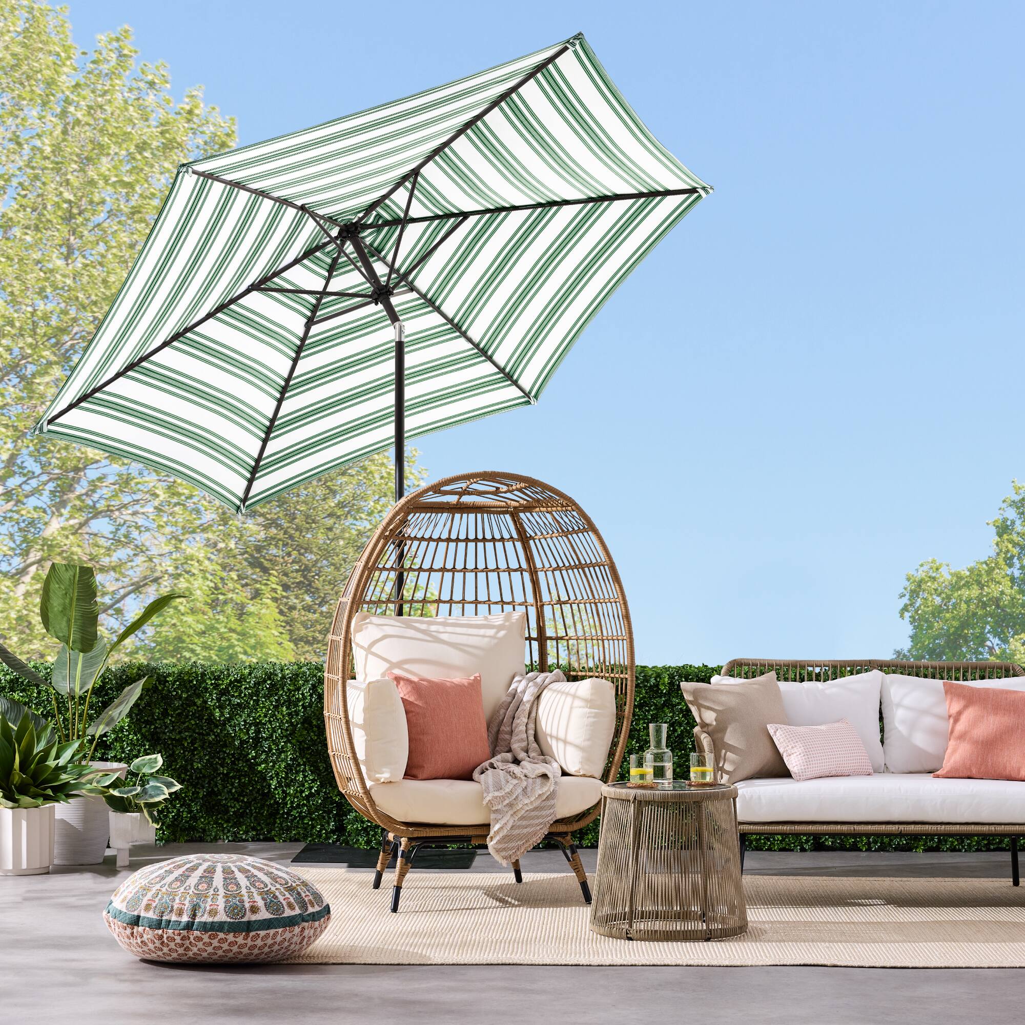 Alt View 1. Best Choice Products - Best Choice Products 10ft Outdoor Steel Market Patio Umbrella w/ Crank, Tilt Push Button, 6 Ribs - Striped Green - Striped Green.