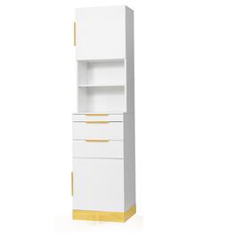 Winado - Salon Station Beauty Storage Cabinet with Drawers & Bottom Cabinet & Dryer Holders for Barbershop, Bathrooms or Bedrooms - White