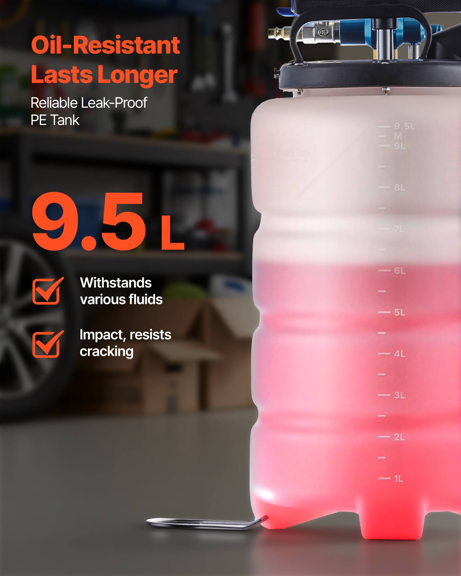 Oil-Resistant Lasts Longer Reliable Leak-Proof PE Tank DE 9.5L - M - 9L

Withstands various fluids

Impact, resists cracking