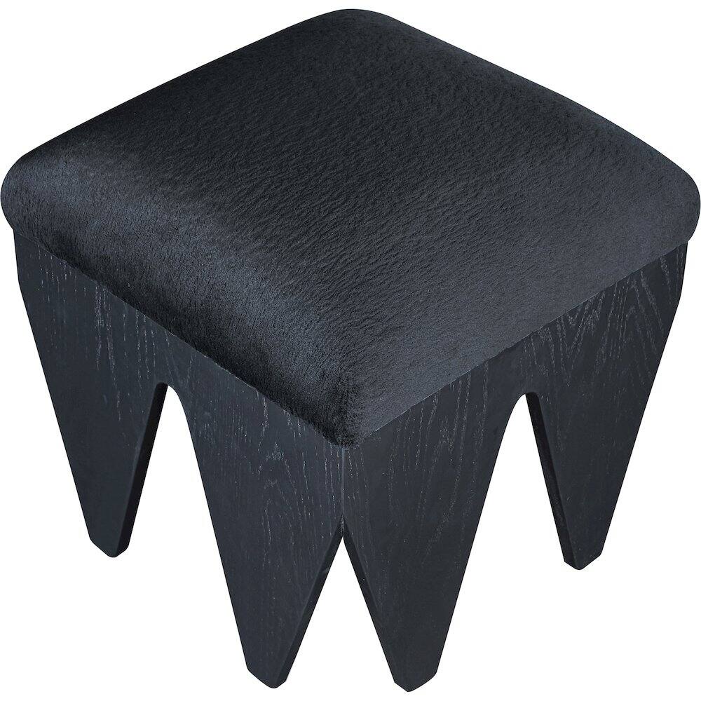 Alt View 3. Meridian Furniture - Altair Black Velour Fur Fabric Bench - Black.