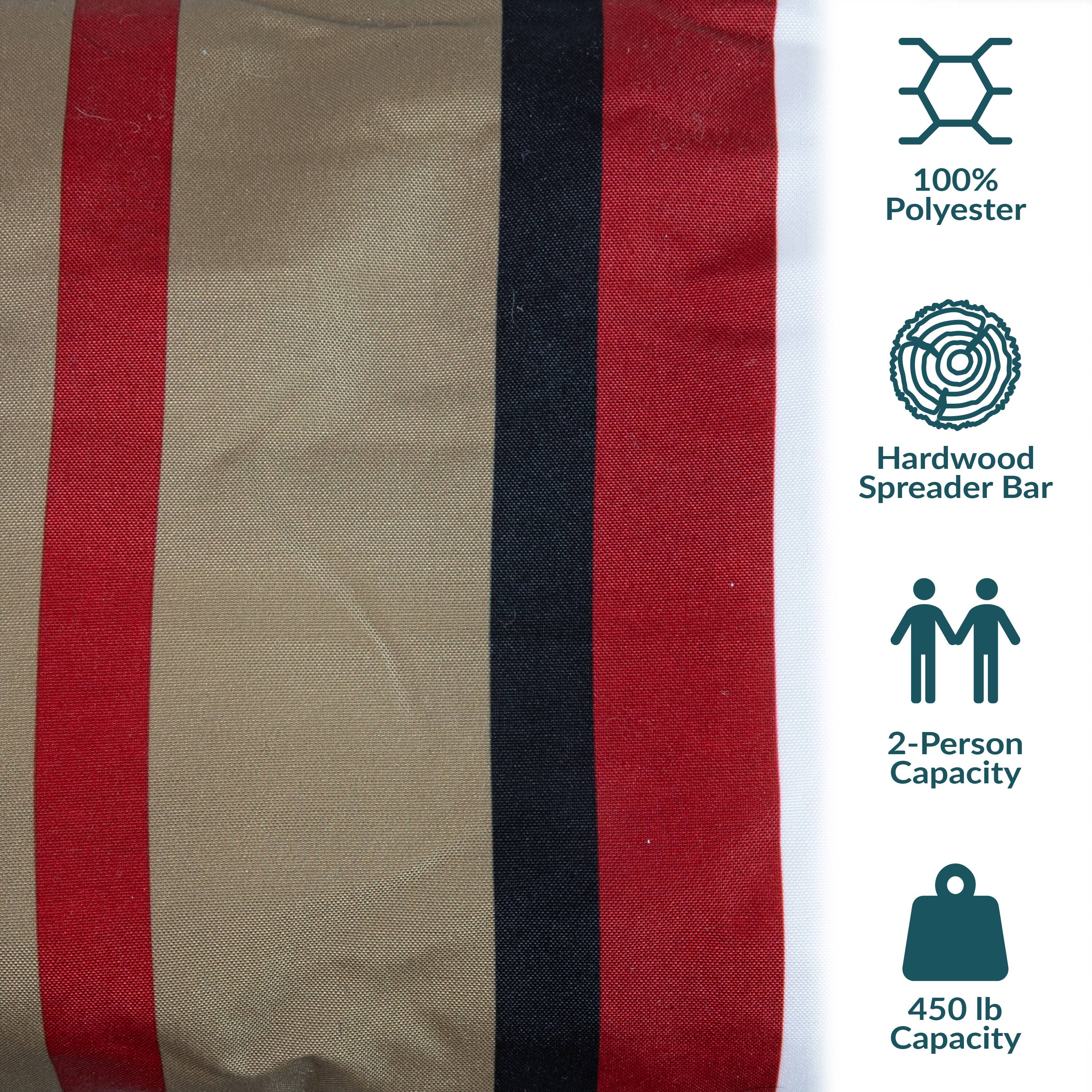 100% Polyester  
Hardwood Spreader Bar  
2-Person Capacity  
450 lb Capacity