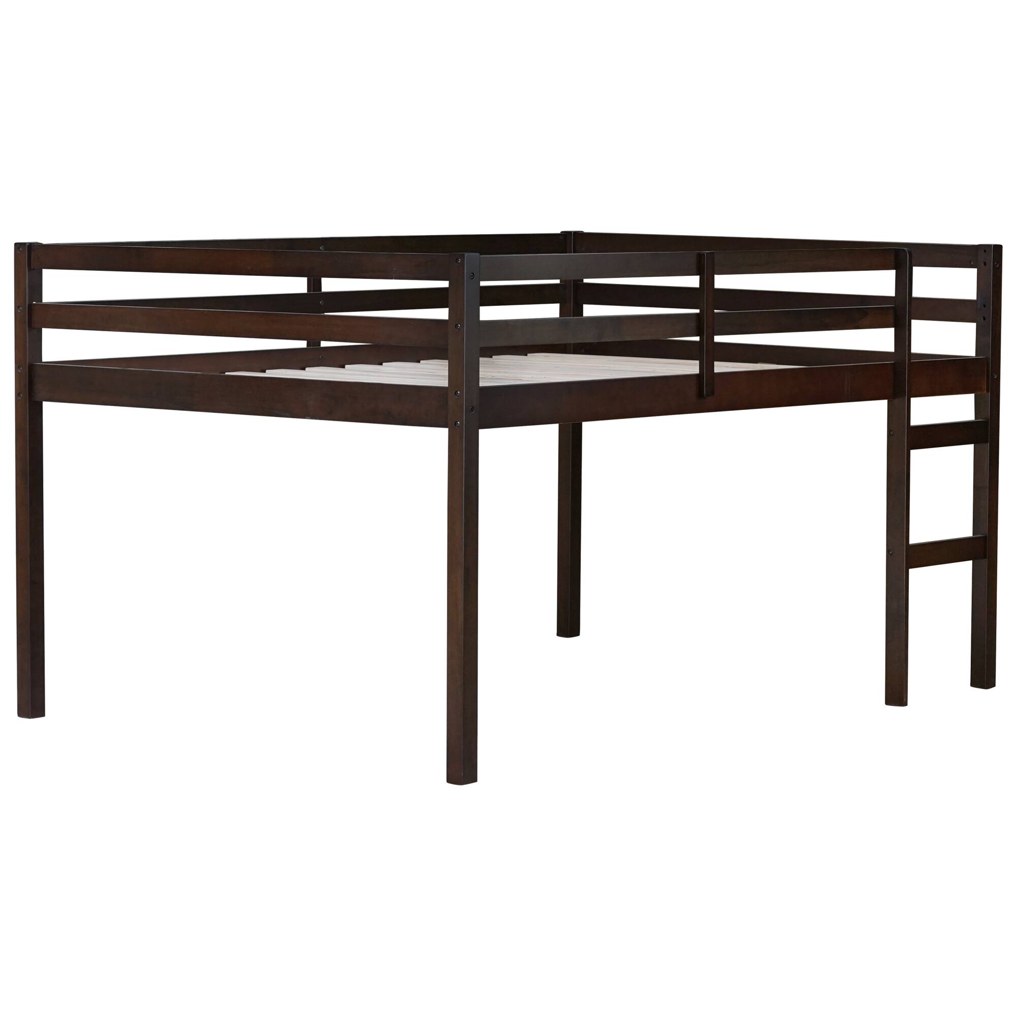 Alt View 4. GOODSILO - Premium Full-Size Loft Bed with Ladder Designed for Space Optimization and Stylish Comfort - Espresso.