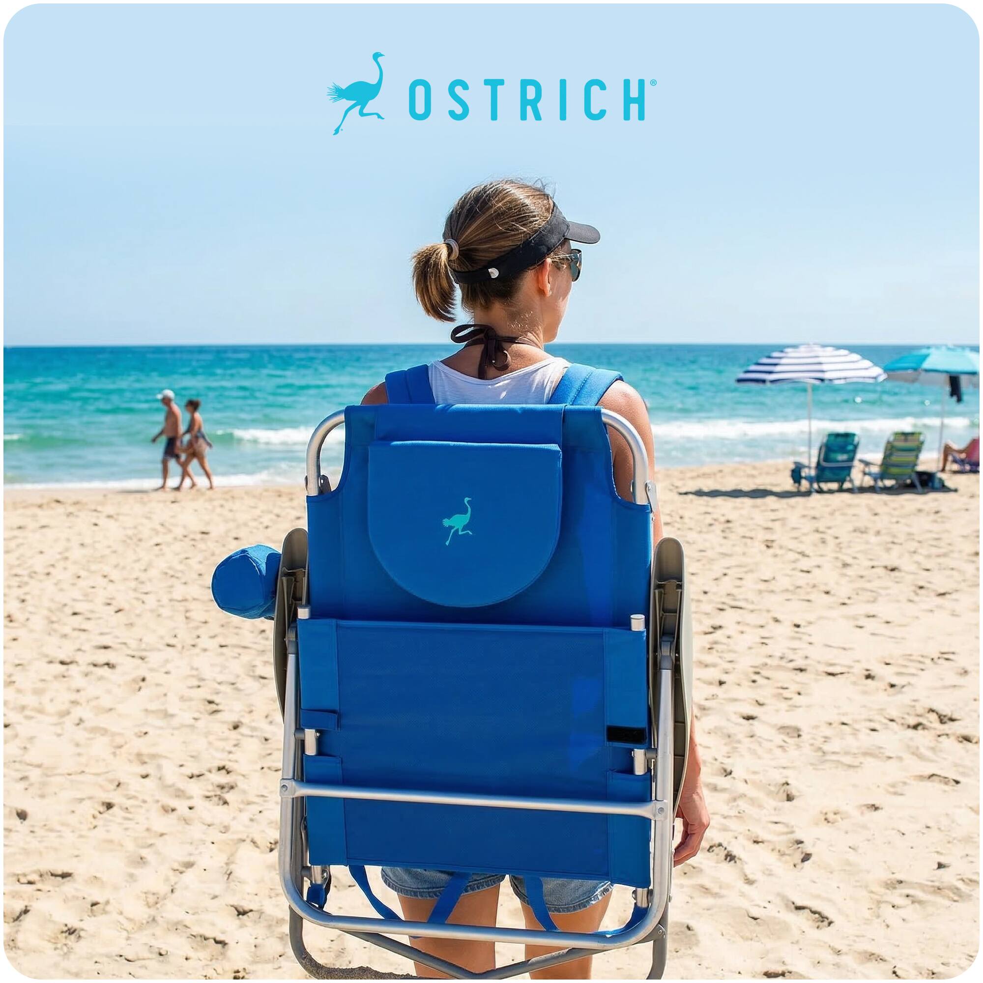 Alt View 5. Ostrich - Ostrich The Heavy-Duty Backpacker Portable Reclining Beach Camping Chair, Blue - Blue.