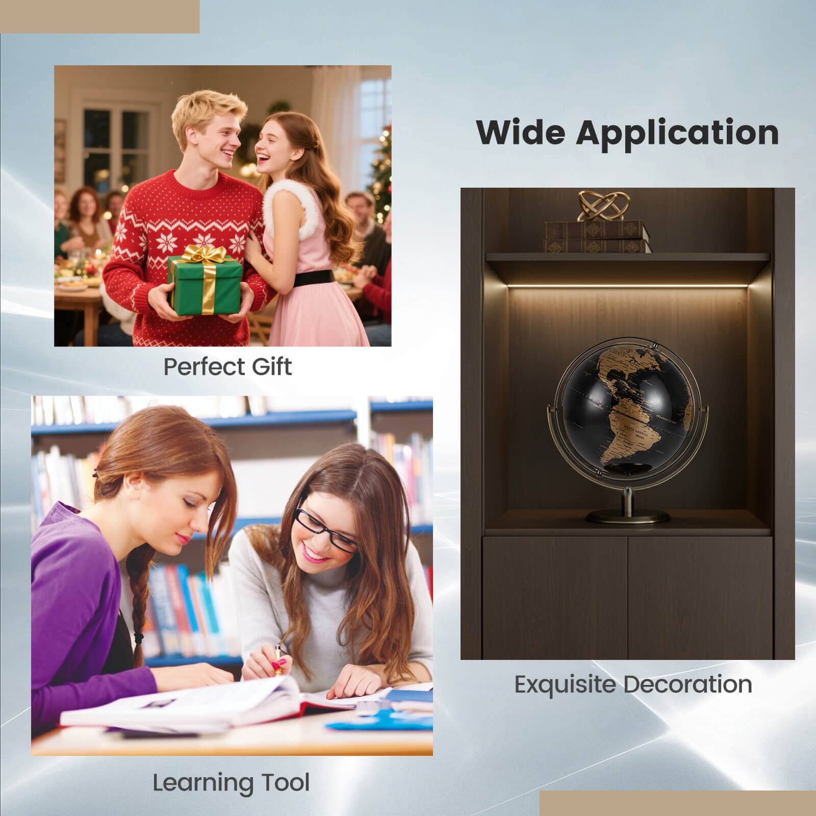 Alt View 8. Costway - Costway 9-Inch Metallic Black World Globe 720° Rotating Earth Globe with Metal Stand - Gold.